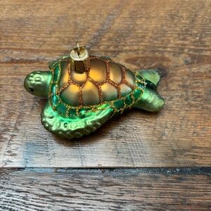 Old World Christmas Green Sea Turtle Blown Glass Ornament